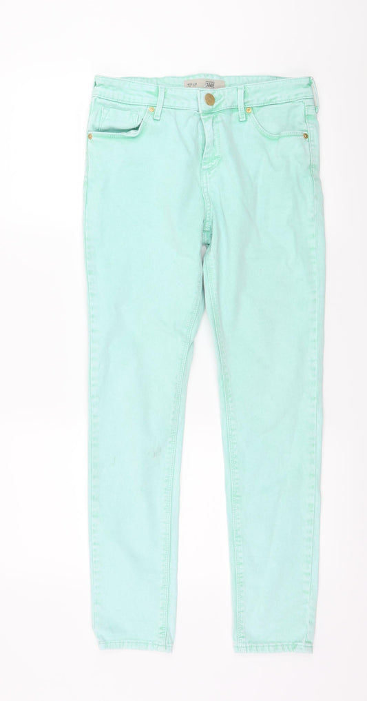 Topshop Womens Green  Denim Skinny Jeans Size 30 L30 in