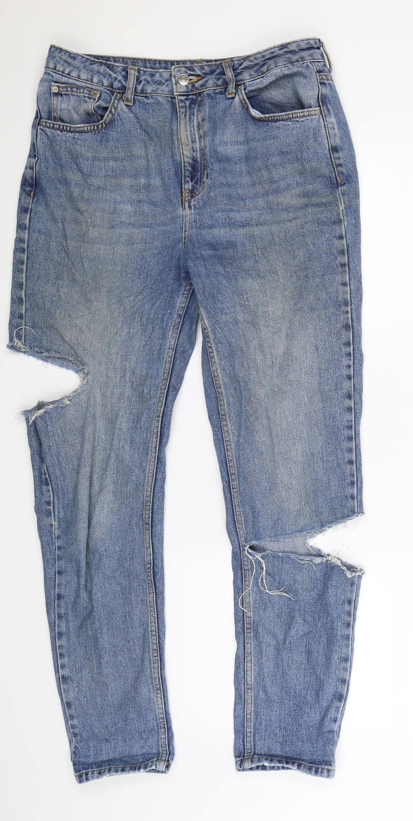 Topshop Womens Blue  Denim Straight Jeans Size 10 L32 in