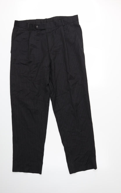 Preworn Mens Black Striped  Dress Pants Trousers  L31 in