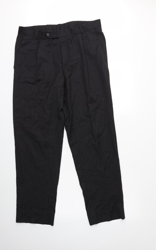 Preworn Mens Black Striped  Dress Pants Trousers  L31 in