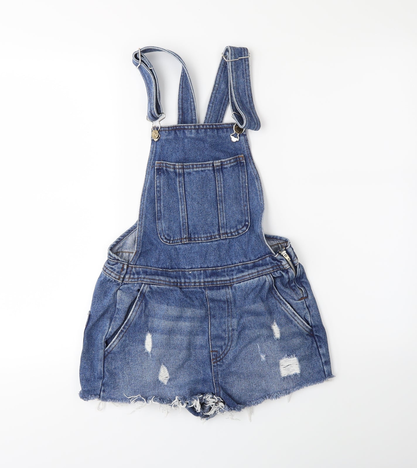 Denim & Co. Womens Beige  Denim Dungaree One-Piece Size 4