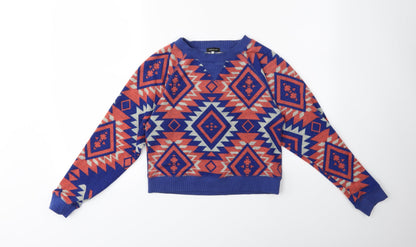 River Island Womens Blue Geometric  Pullover Sweatshirt Size S