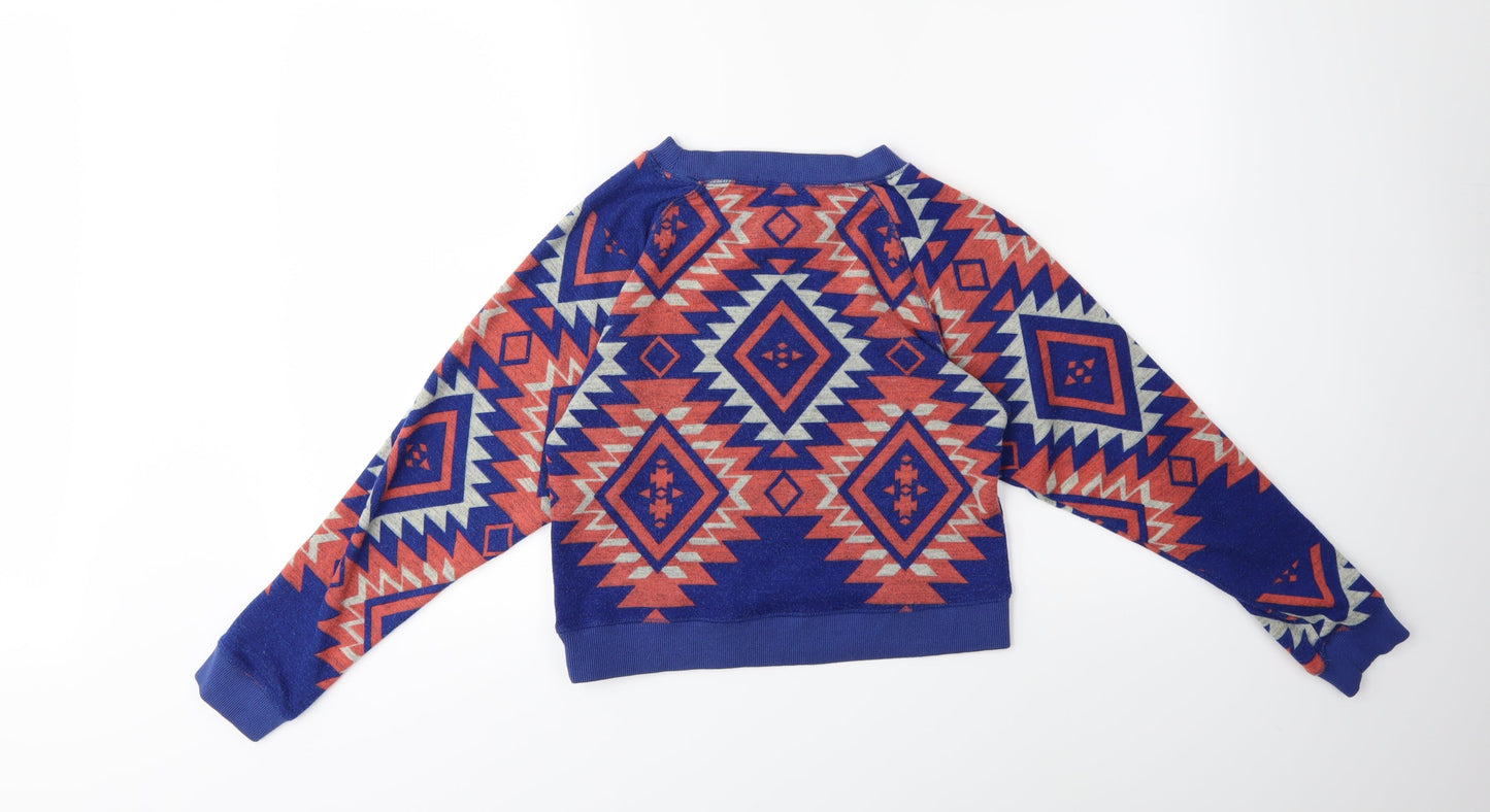 River Island Womens Blue Geometric  Pullover Sweatshirt Size S