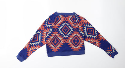 River Island Womens Blue Geometric  Pullover Sweatshirt Size S