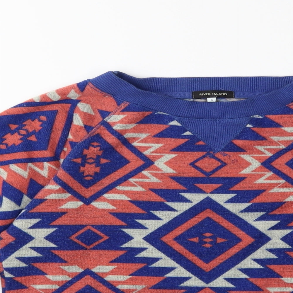 River Island Womens Blue Geometric  Pullover Sweatshirt Size S