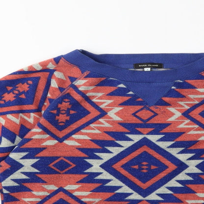 River Island Womens Blue Geometric  Pullover Sweatshirt Size S