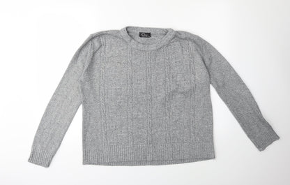 Chic London Paris Womens Grey  Knit Pullover Jumper Size M