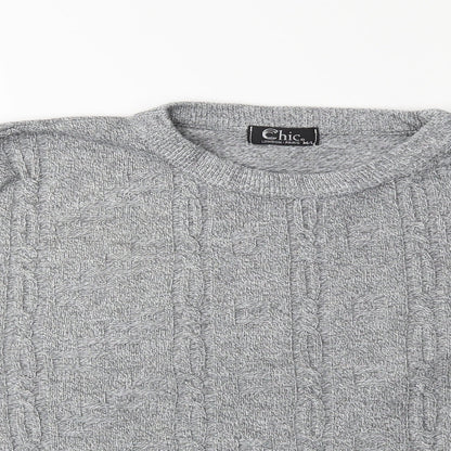 Chic London Paris Womens Grey  Knit Pullover Jumper Size M