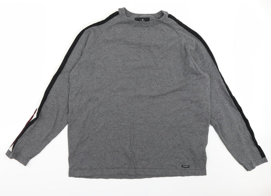 Threadbare Mens Grey Striped  Pullover Jumper Size XL