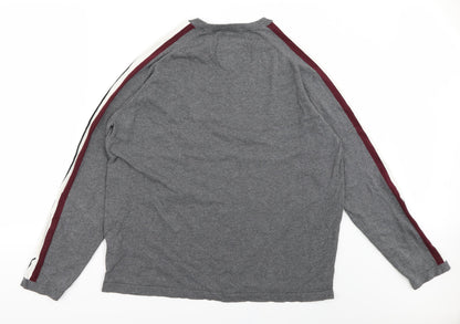 Threadbare Mens Grey Striped  Pullover Jumper Size XL