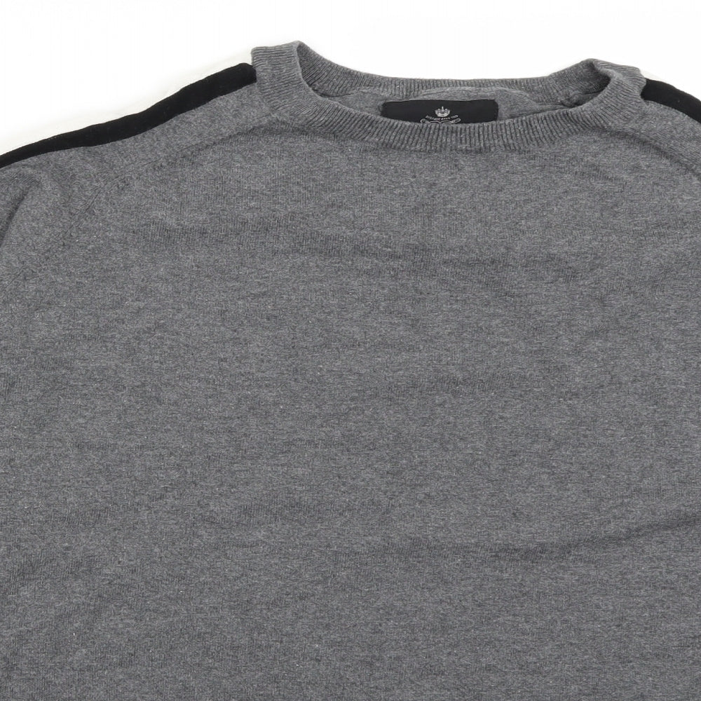 Threadbare Mens Grey Striped  Pullover Jumper Size XL