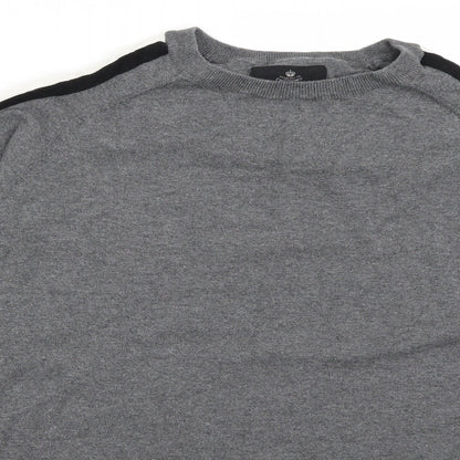 Threadbare Mens Grey Striped  Pullover Jumper Size XL