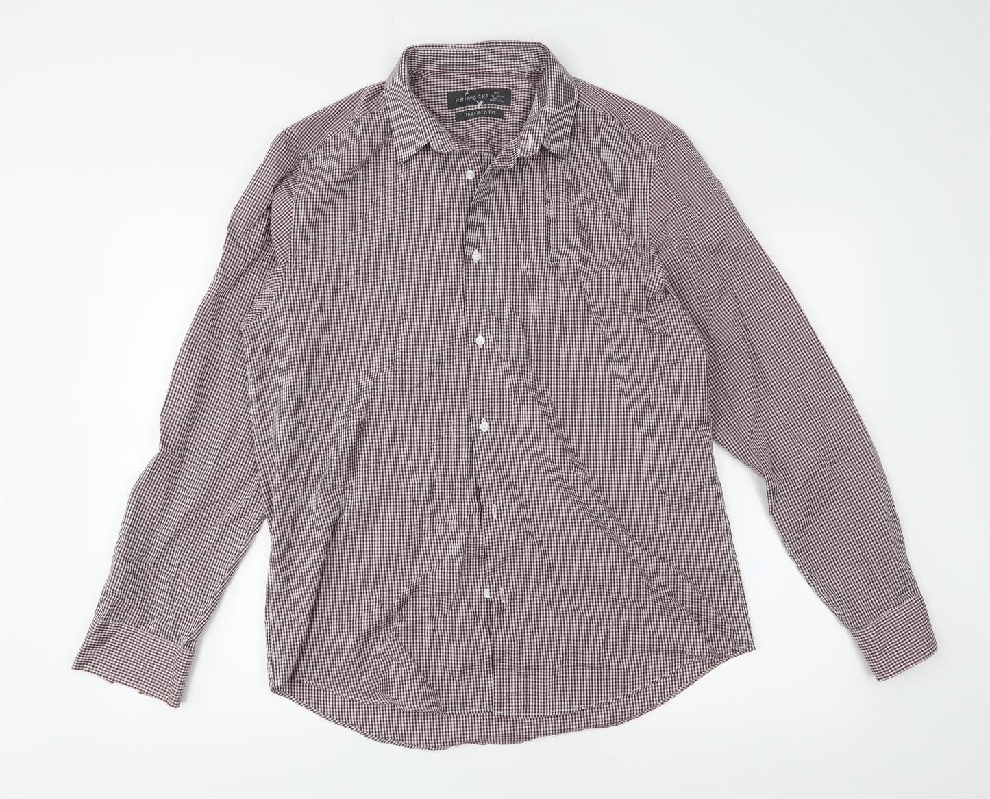 Primark Mens Red Check   Button-Up Size 16