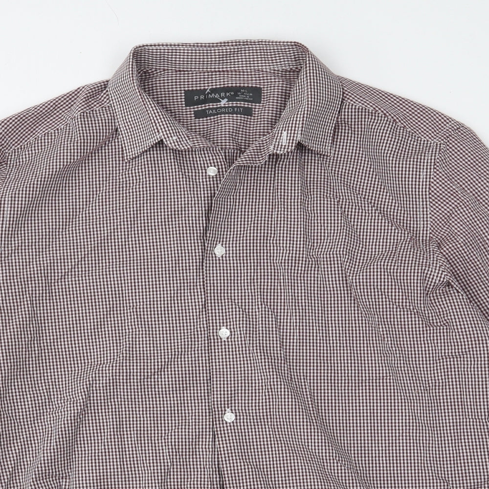 Primark Mens Red Check   Button-Up Size 16