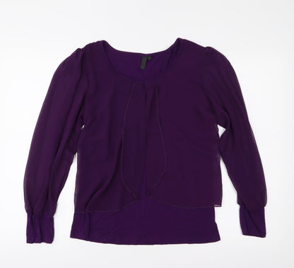 Womens UK Size L Preworn Purple Basic Blouse