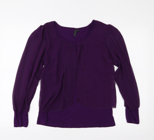 Womens UK Size L Preworn Purple Basic Blouse