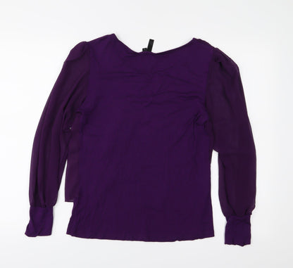 Womens UK Size L Preworn Purple Basic Blouse