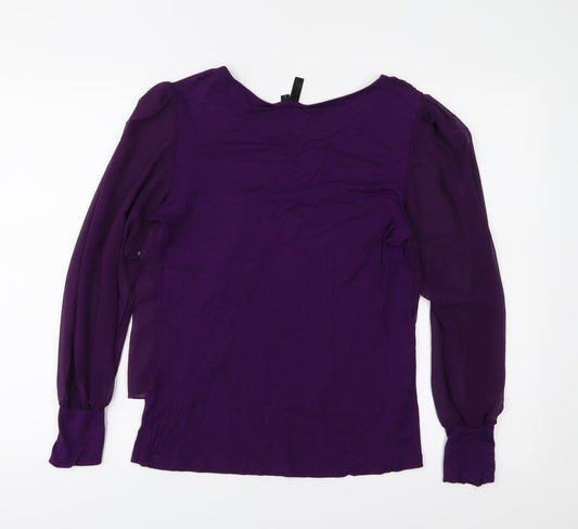 Womens UK Size L Preworn Purple Basic Blouse