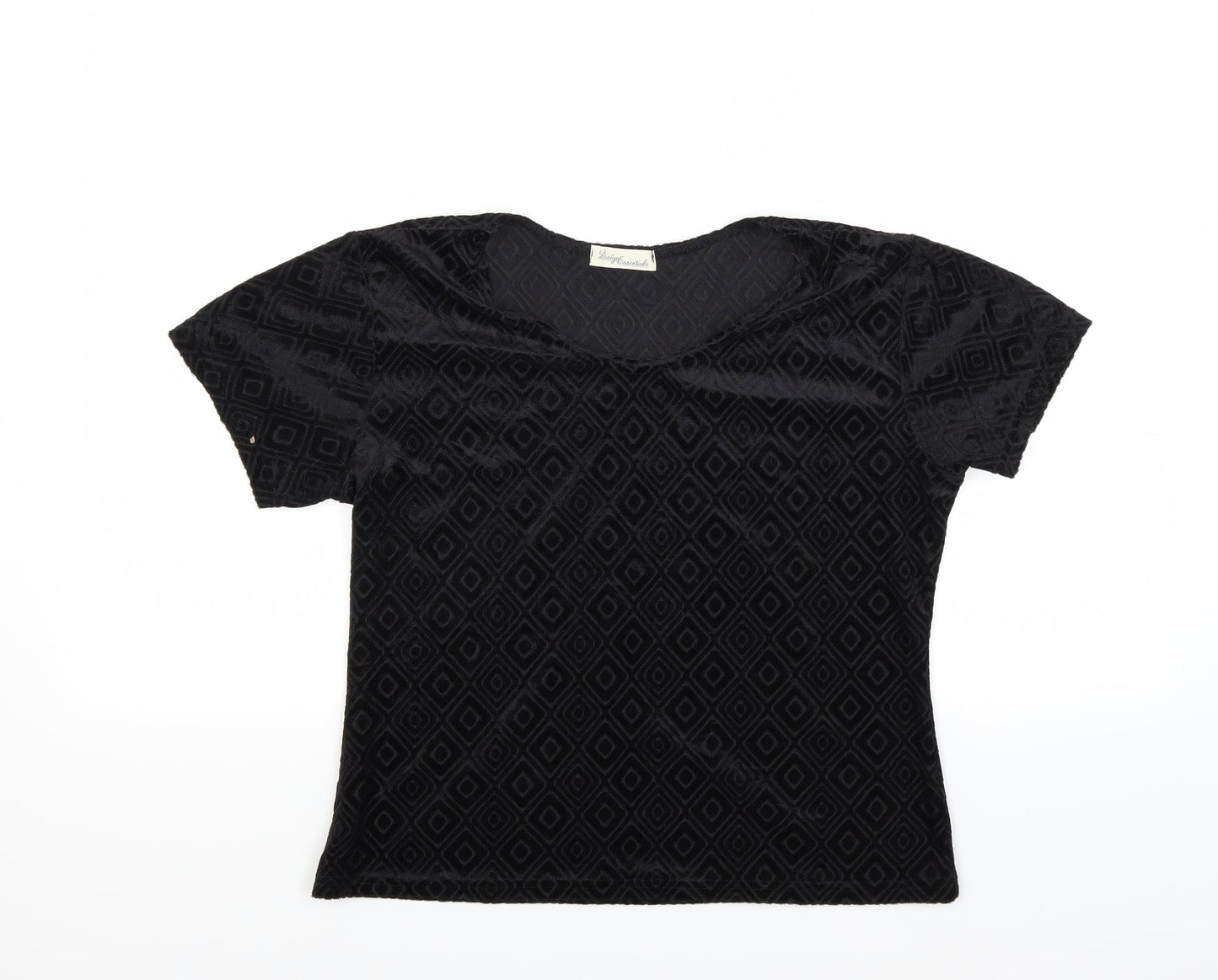 Womens UK Size 14 Design Essentials Black Basic T-Shirt