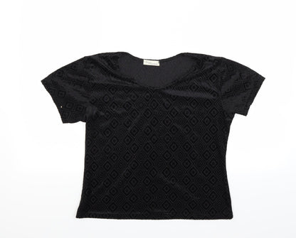 Womens UK Size 14 Design Essentials Black Basic T-Shirt