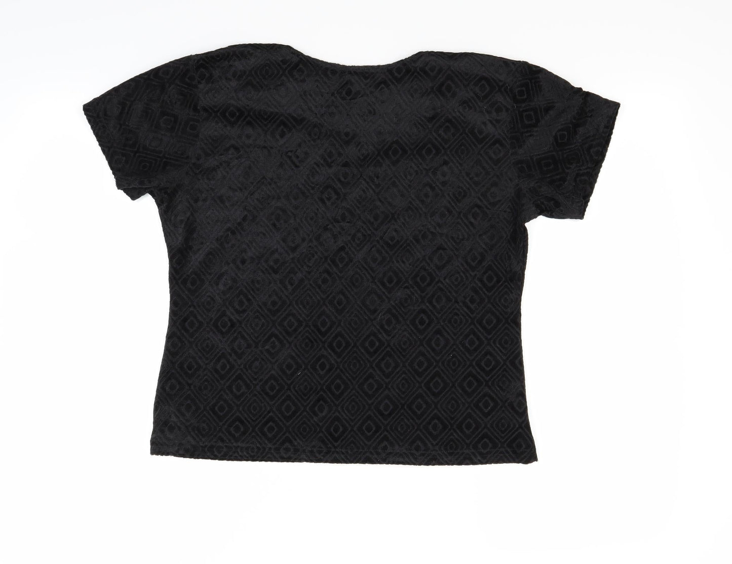 Womens UK Size 14 Design Essentials Black Basic T-Shirt