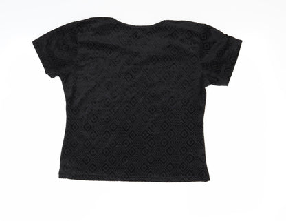 Womens UK Size 14 Design Essentials Black Basic T-Shirt