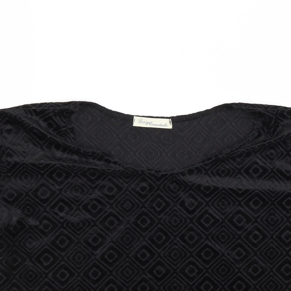 Womens UK Size 14 Design Essentials Black Basic T-Shirt