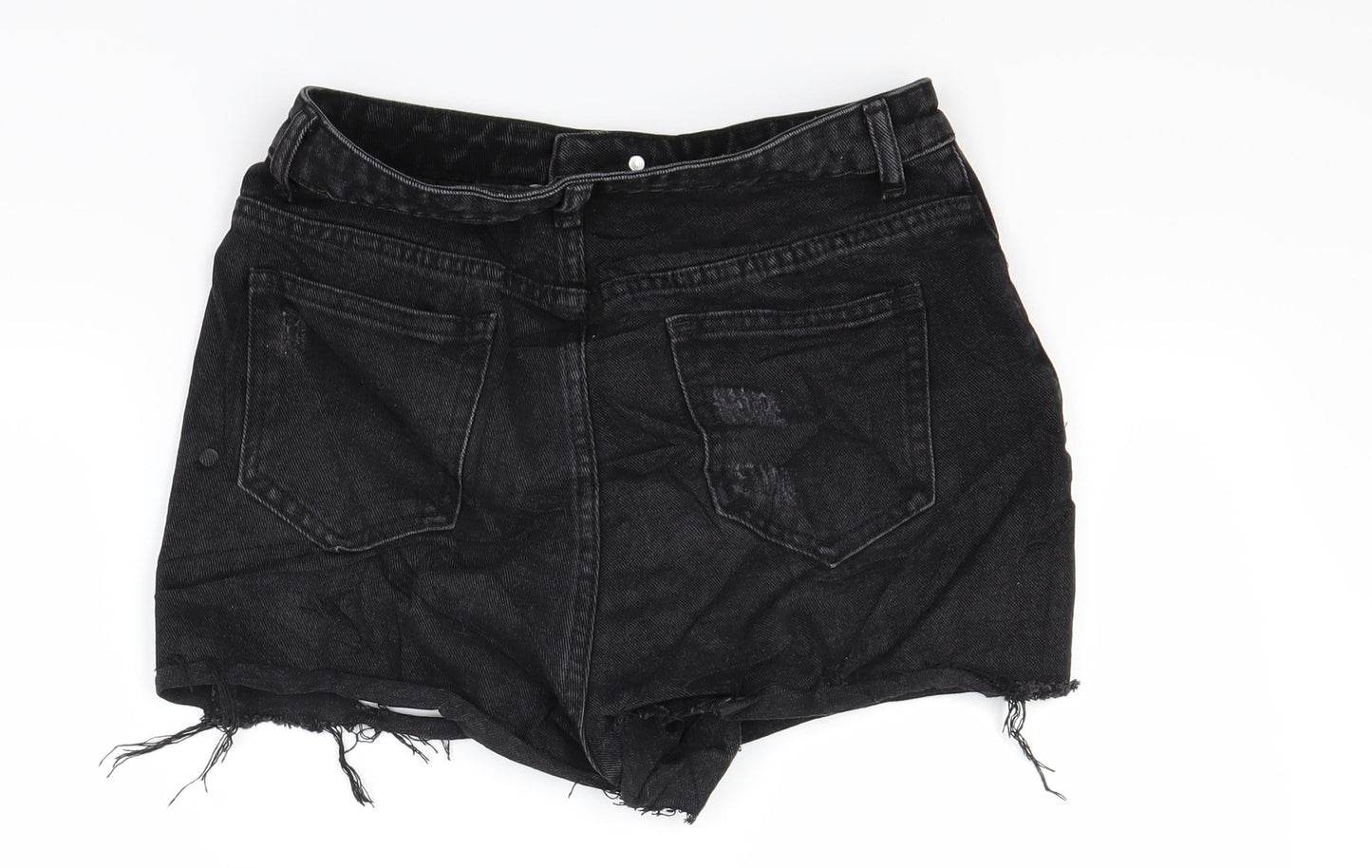 PRETTYLITTLETHING Womens Black  Denim Cut-Off Shorts Size 8