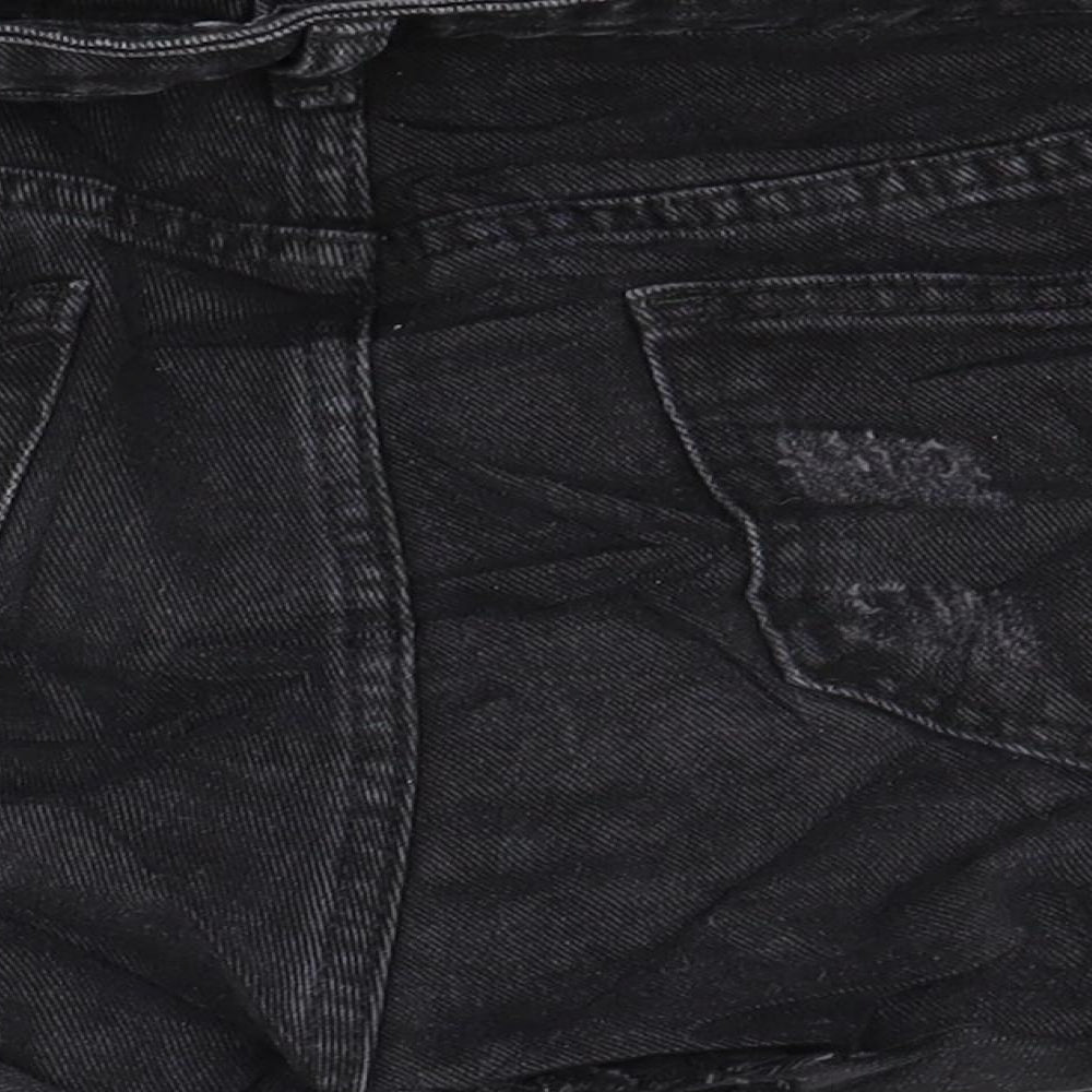 PRETTYLITTLETHING Womens Black  Denim Cut-Off Shorts Size 8