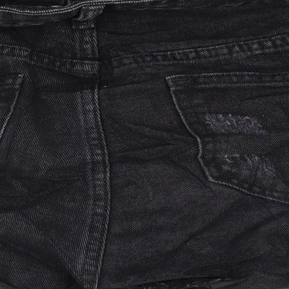 PRETTYLITTLETHING Womens Black  Denim Cut-Off Shorts Size 8