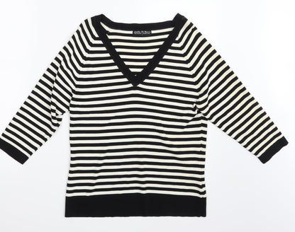 Joella Di Marco Womens White Striped  Pullover Jumper Size L