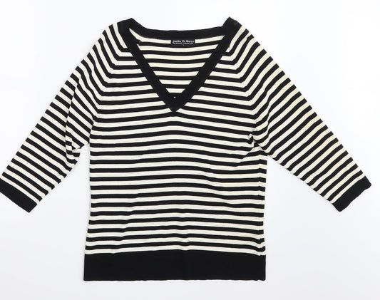Joella Di Marco Womens White Striped  Pullover Jumper Size L