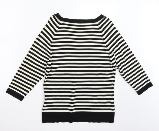 Joella Di Marco Womens White Striped  Pullover Jumper Size L