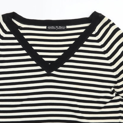 Joella Di Marco Womens White Striped  Pullover Jumper Size L