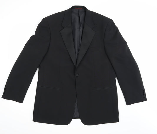 1860 Menswear Mens Black  Rayon Jacket Suit Jacket Size 42