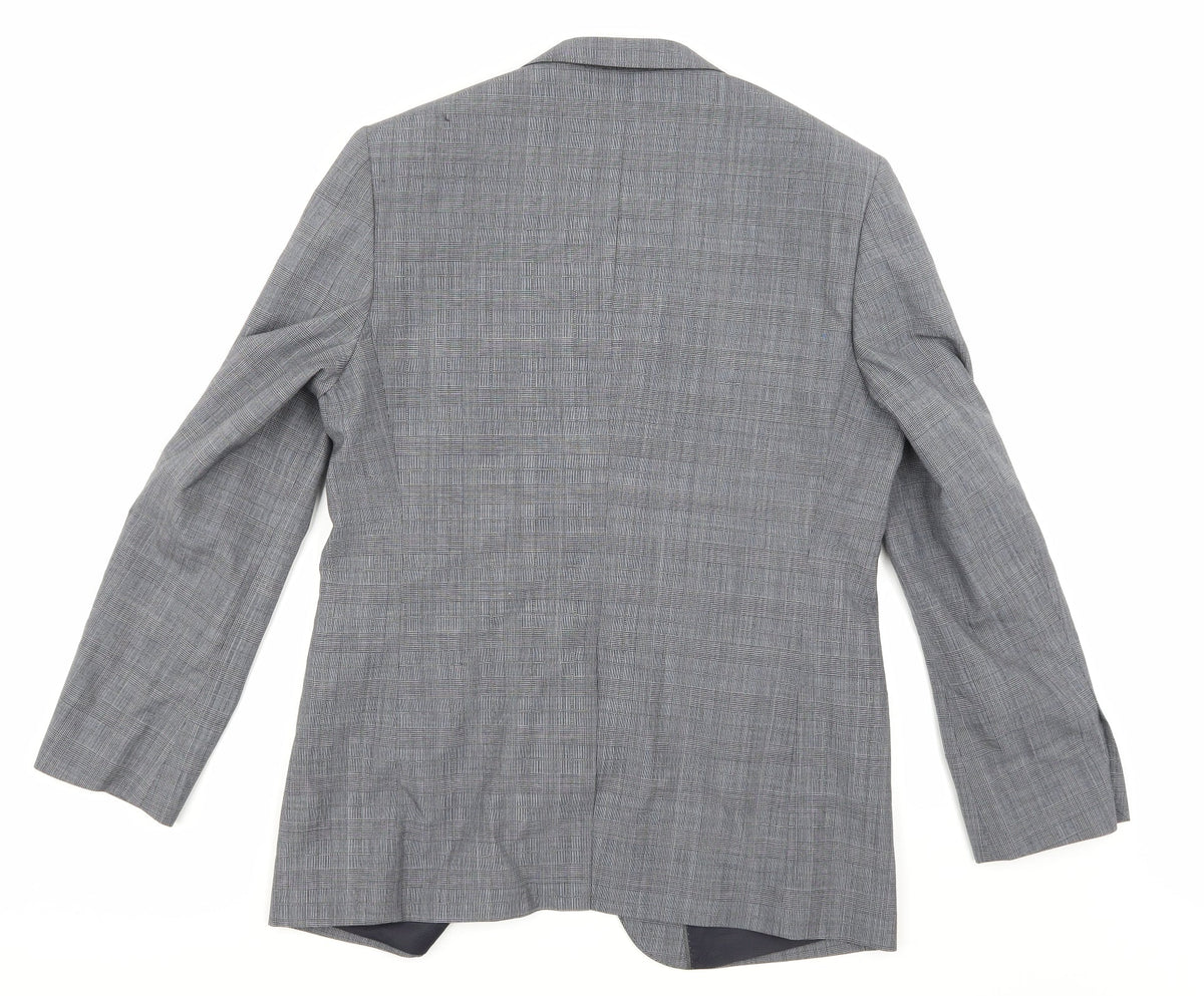 Taylor & Cutter Mens Grey Check Rayon Jacket Suit Jacket Size 40