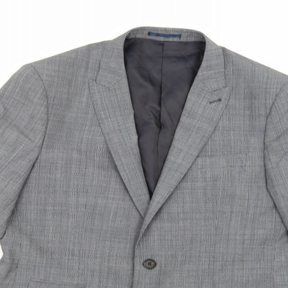 Taylor & Cutter Mens Grey Check Rayon Jacket Suit Jacket Size 40