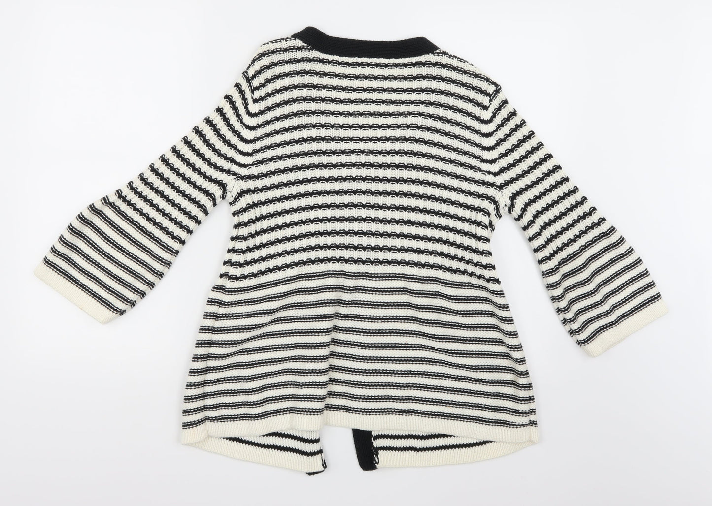 Moda Womens White Striped Knit Cardigan Jumper Size 14