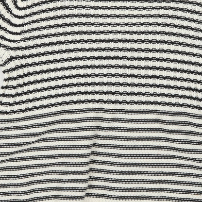 Moda Womens White Striped Knit Cardigan Jumper Size 14