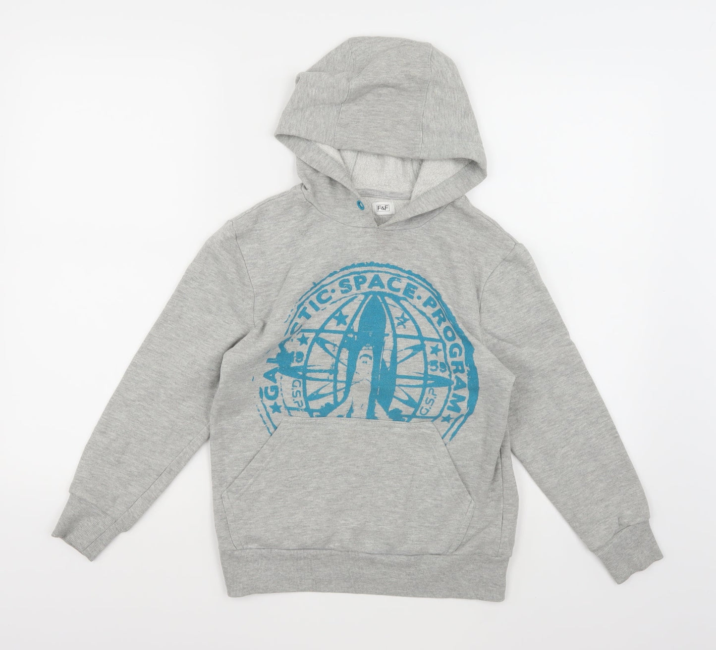 F&F Boys Grey  Jersey Pullover Hoodie Size 9-10 Years