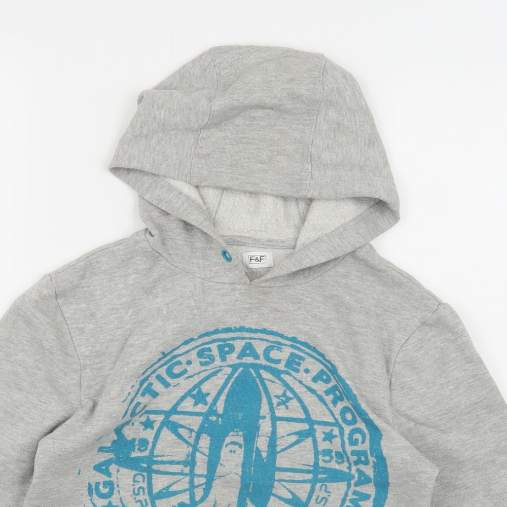 F&F Boys Grey  Jersey Pullover Hoodie Size 9-10 Years