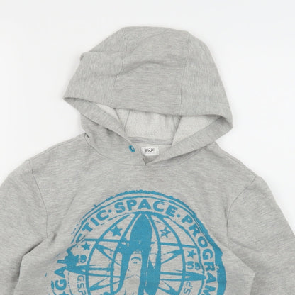 F&F Boys Grey  Jersey Pullover Hoodie Size 9-10 Years