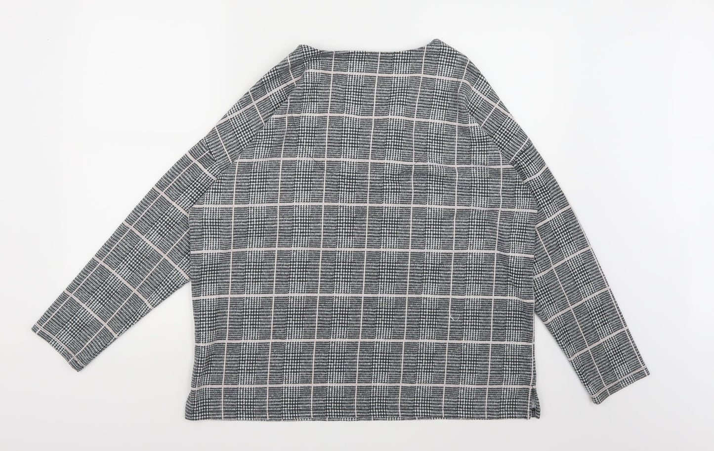Bonmarché Womens Grey Check Jersey Pullover Sweatshirt Size 14