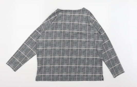 Bonmarché Womens Grey Check Jersey Pullover Sweatshirt Size 14