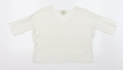 Papaya Womens White  Knit Pullover Jumper Size M