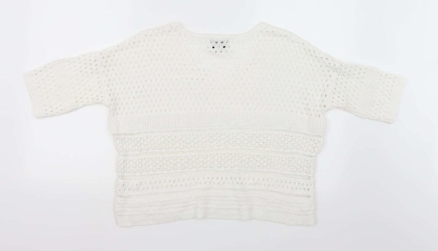 Papaya Womens White  Knit Pullover Jumper Size M