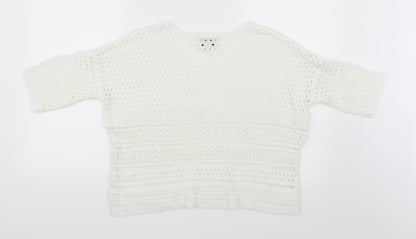 Papaya Womens White  Knit Pullover Jumper Size M
