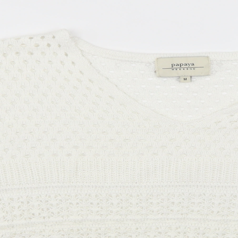 Papaya Womens White  Knit Pullover Jumper Size M