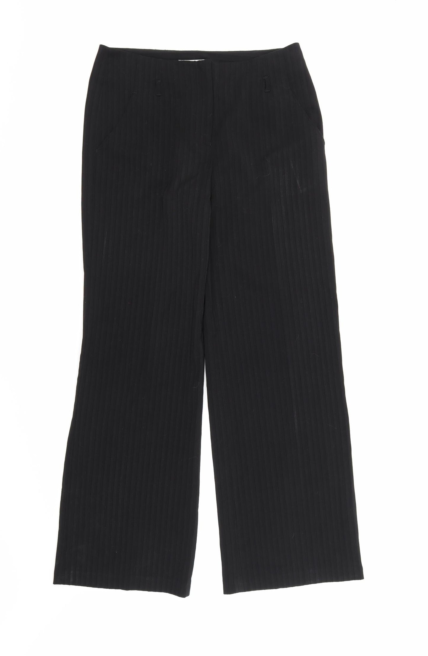 George Womens Black Striped Rayon Trousers  Size 10 L30 in