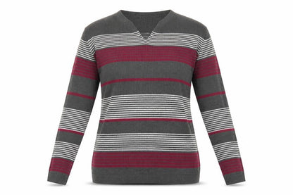 Isle Essentials Womens Grey Striped Knit Pullover Jumper Size 14
